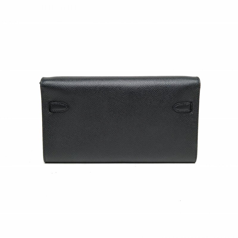 HERMES KellyLongToGo89黑色Epsom皮Y刻金扣肩背包-2