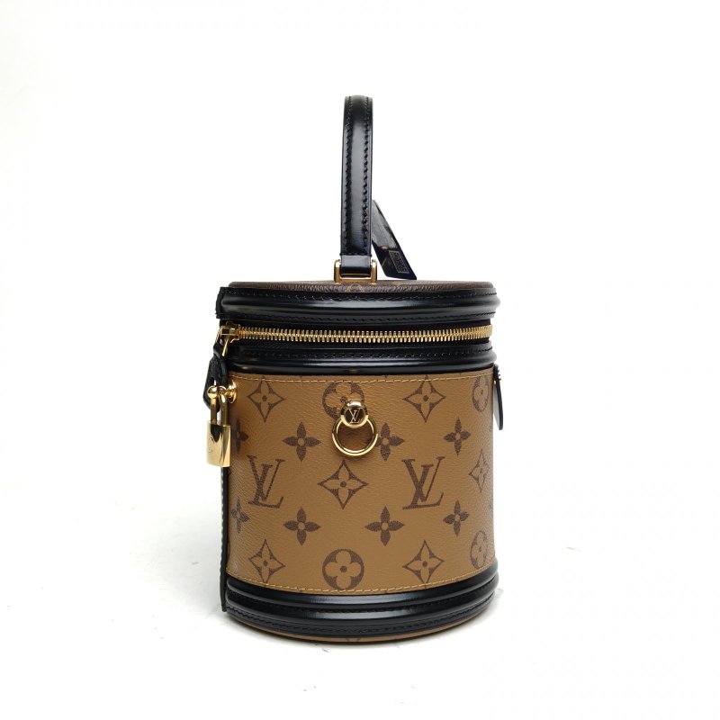 LOUIS VUITTON CANNES圓桶包拼色PVC晶片老花肩背包-3