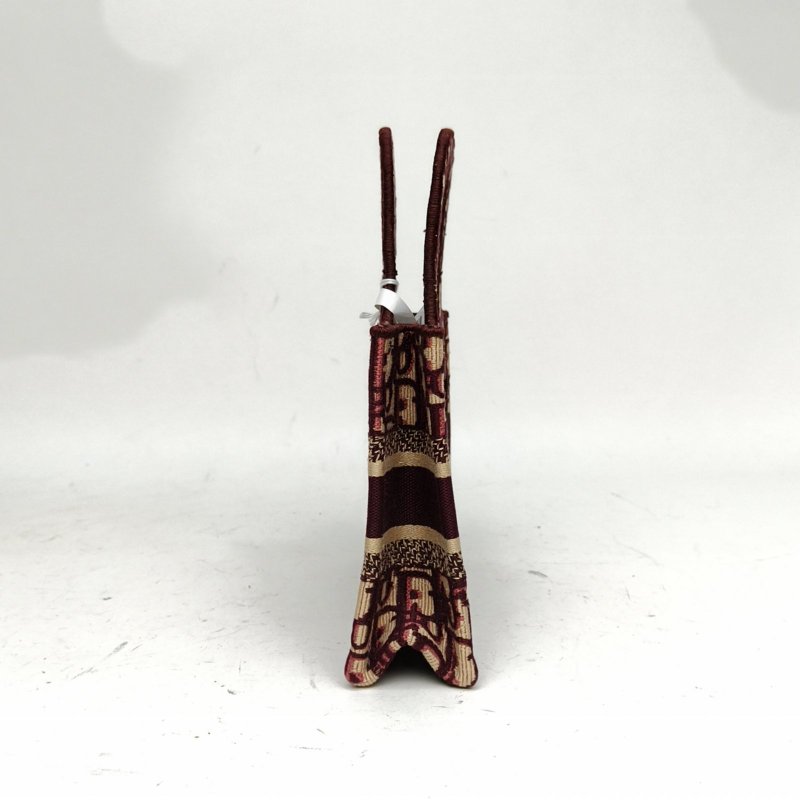 DIOR BookTote迷你酒紅色帆布Oblique印花字母刺繡肩背包-1