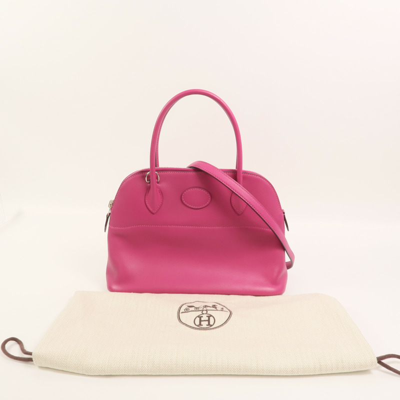 HERMES Veau Swift皮革Bolide 27手挽袋Rose Pourpre-8