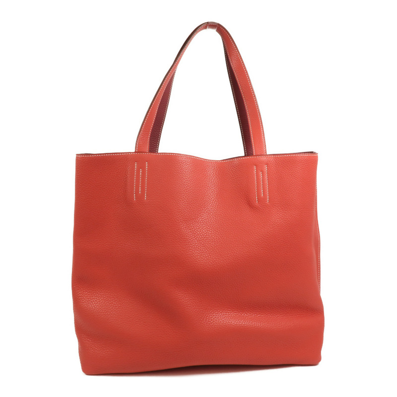 HERMES Clemence皮革Double Sens 36手挽袋Rouge H/Bougainville-1