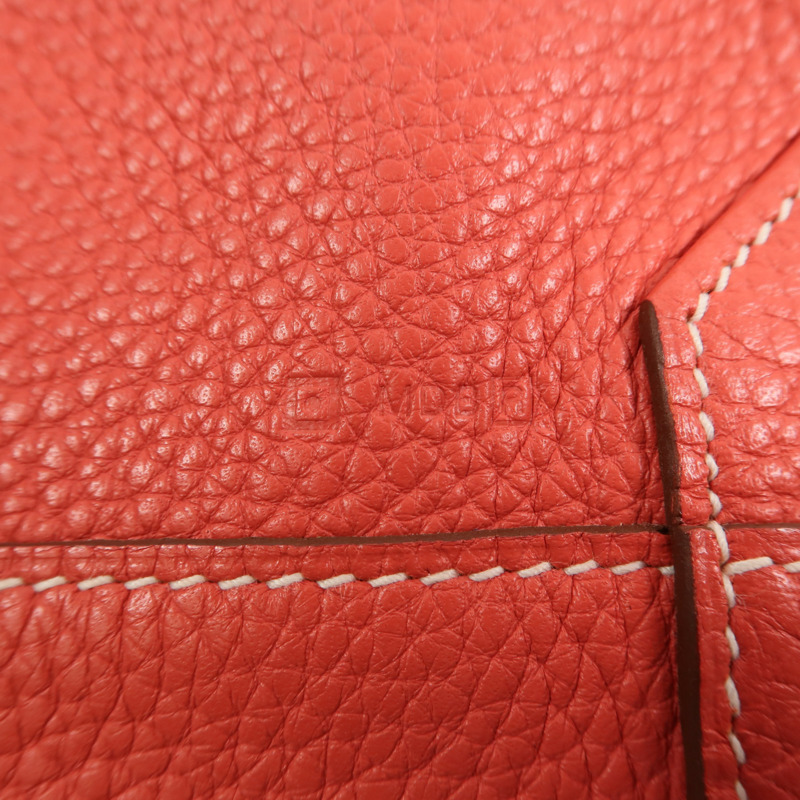 HERMES Clemence皮革Double Sens 36手挽袋Rouge H/Bougainville-6