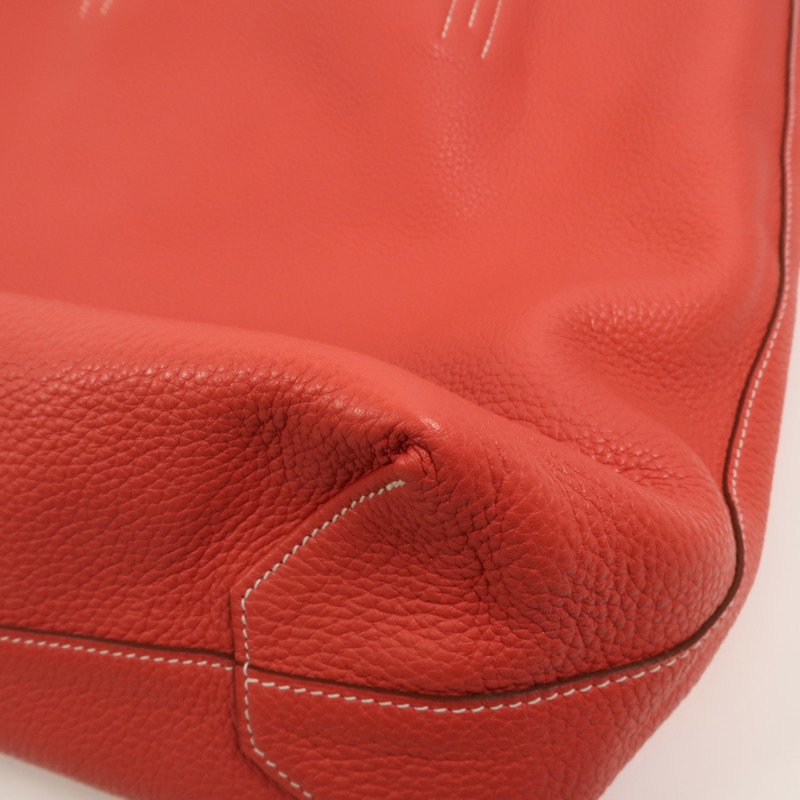 HERMES Clemence皮革Double Sens 36手挽袋Rouge H/Bougainville-8