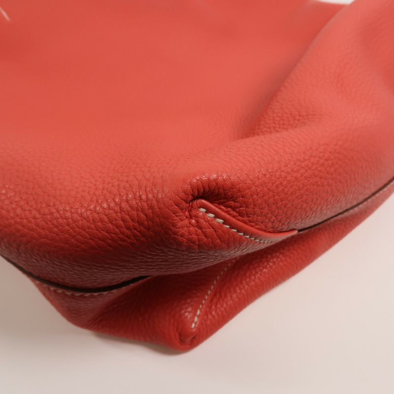 HERMES Clemence皮革Double Sens 36手挽袋Rouge H/Bougainville-9
