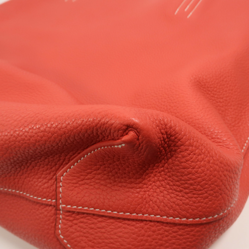 HERMES Clemence皮革Double Sens 36手挽袋Rouge H/Bougainville-10