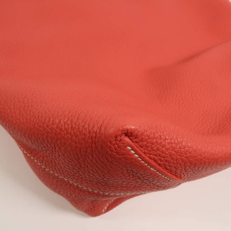 HERMES Clemence皮革Double Sens 36手挽袋Rouge H/Bougainville-11