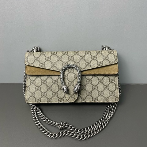 Gucci/古馳 Dionysus 鑽扣酒神老花拼駝色 25*13*7 🈚附件