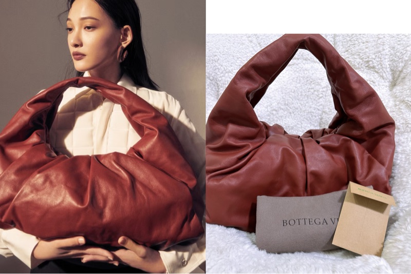 二手 BV Bottega Veneta 雲朵包可頌包 （酒紅色）-1