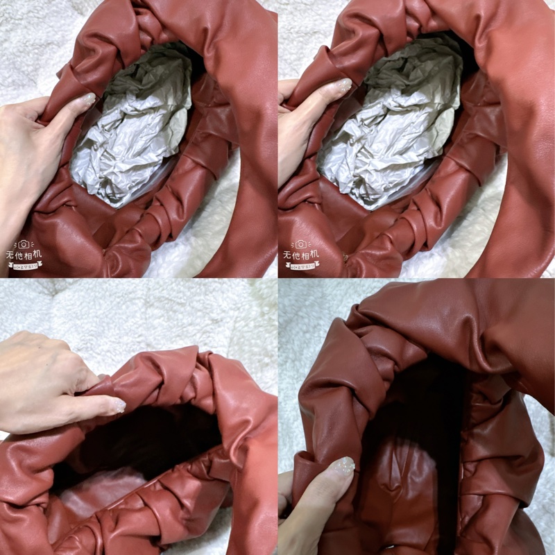 二手 BV Bottega Veneta 雲朵包可頌包 （酒紅色）-5