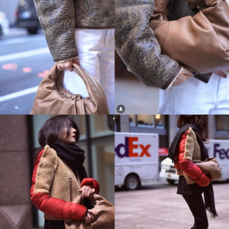 二手 BV Bottega Veneta 雲朵包可頌包 （酒紅色）-9