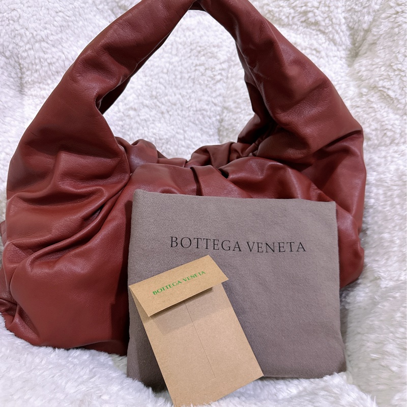 二手 BV Bottega Veneta 雲朵包可頌包 （酒紅色）-35