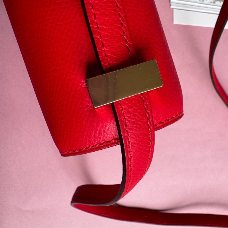 🎊99成新閒置 Hermes 蕃茄紅馬賽克淡金釦斜背包17CM-11