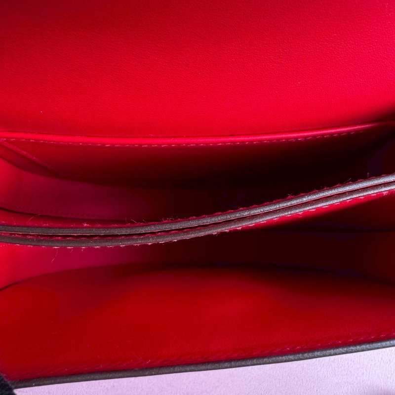 🎊99成新閒置 Hermes 蕃茄紅馬賽克淡金釦斜背包17CM-12