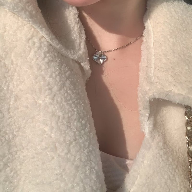 VCA正品 白金雷射四葉草項鍊 Vintage中號-2