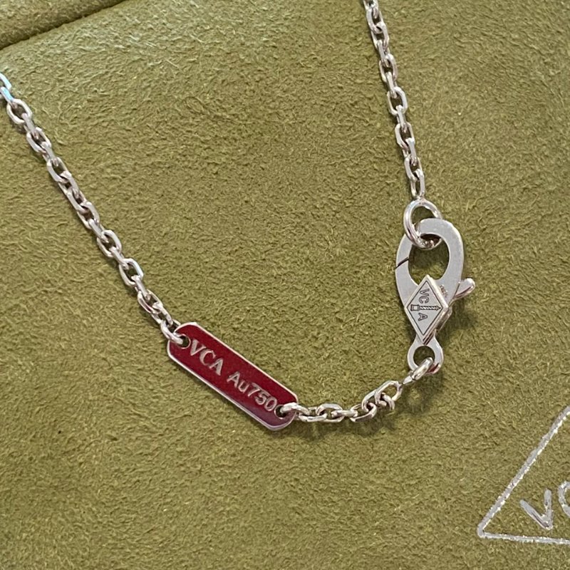 VCA正品 白金雷射四葉草項鍊 Vintage中號-11