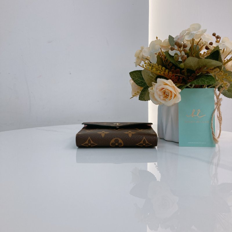 MS0685 Louis Vuitton 路易威登 三摺錢包 帆布 經典老花紋 粉色 金扣 M62360 Victorine Wallet Canvas Pink Monogram x GHW-4