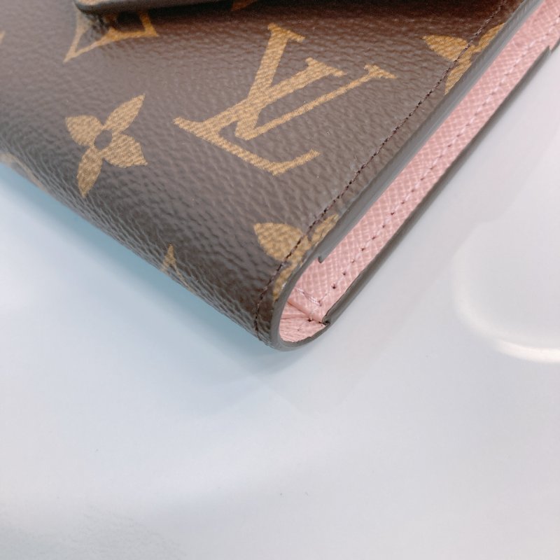 MS0685 Louis Vuitton 路易威登 三摺錢包 帆布 經典老花紋 粉色 金扣 M62360 Victorine Wallet Canvas Pink Monogram x GHW-6