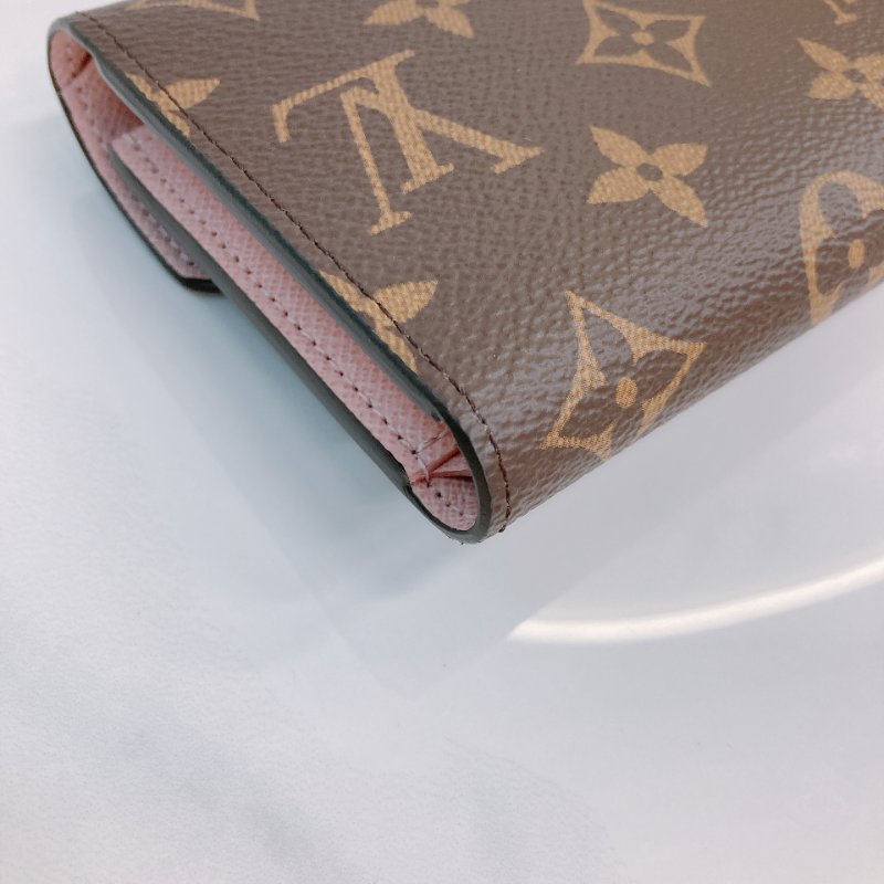 MS0685 Louis Vuitton 路易威登 三摺錢包 帆布 經典老花紋 粉色 金扣 M62360 Victorine Wallet Canvas Pink Monogram x GHW-7
