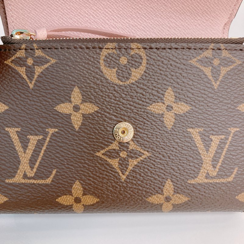 MS0685 Louis Vuitton 路易威登 三摺錢包 帆布 經典老花紋 粉色 金扣 M62360 Victorine Wallet Canvas Pink Monogram x GHW-11