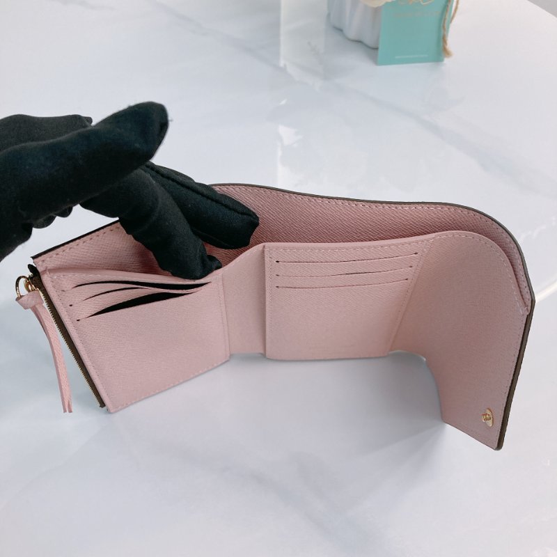 MS0685 Louis Vuitton 路易威登 三摺錢包 帆布 經典老花紋 粉色 金扣 M62360 Victorine Wallet Canvas Pink Monogram x GHW-14
