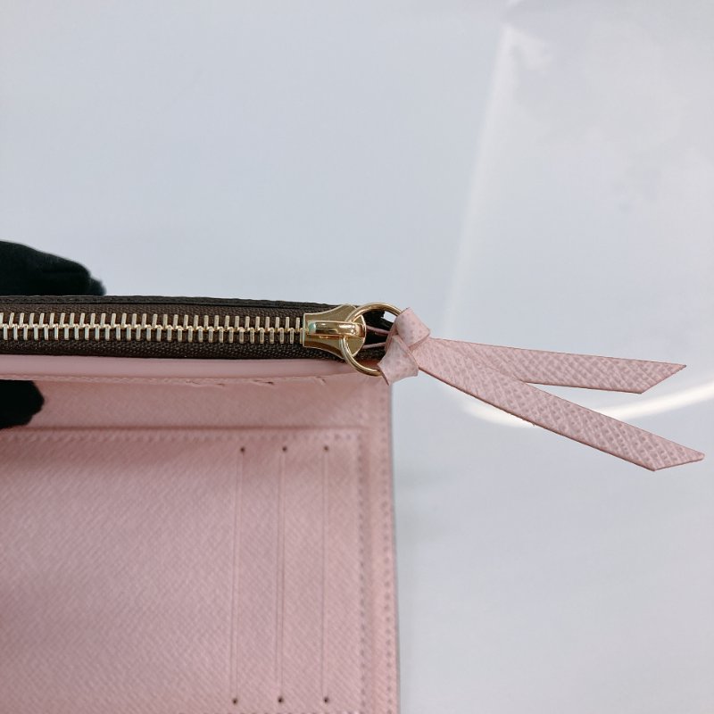 MS0685 Louis Vuitton 路易威登 三摺錢包 帆布 經典老花紋 粉色 金扣 M62360 Victorine Wallet Canvas Pink Monogram x GHW-16