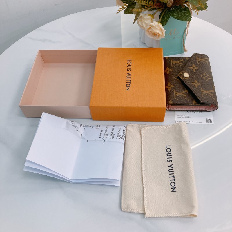 MS0685 Louis Vuitton 路易威登 三摺錢包 帆布 經典老花紋 粉色 金扣 M62360 Victorine Wallet Canvas Pink Monogram x GHW-18