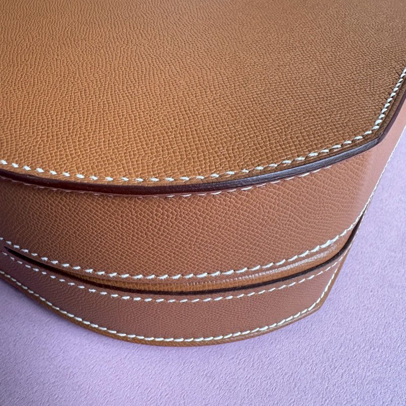 💥絕版款 Hermes 棕色馬賽克金釦肩背斜背兩用包24CM-10