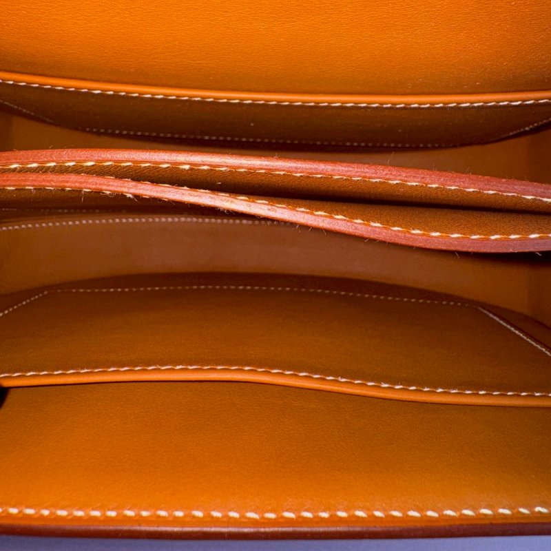 💥絕版款 Hermes 棕色馬賽克金釦肩背斜背兩用包24CM-15