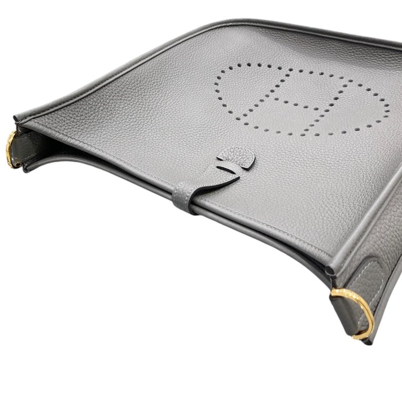 HERMES 愛馬仕 EVELYNE III 29 TC皮 灰色 金釦-10