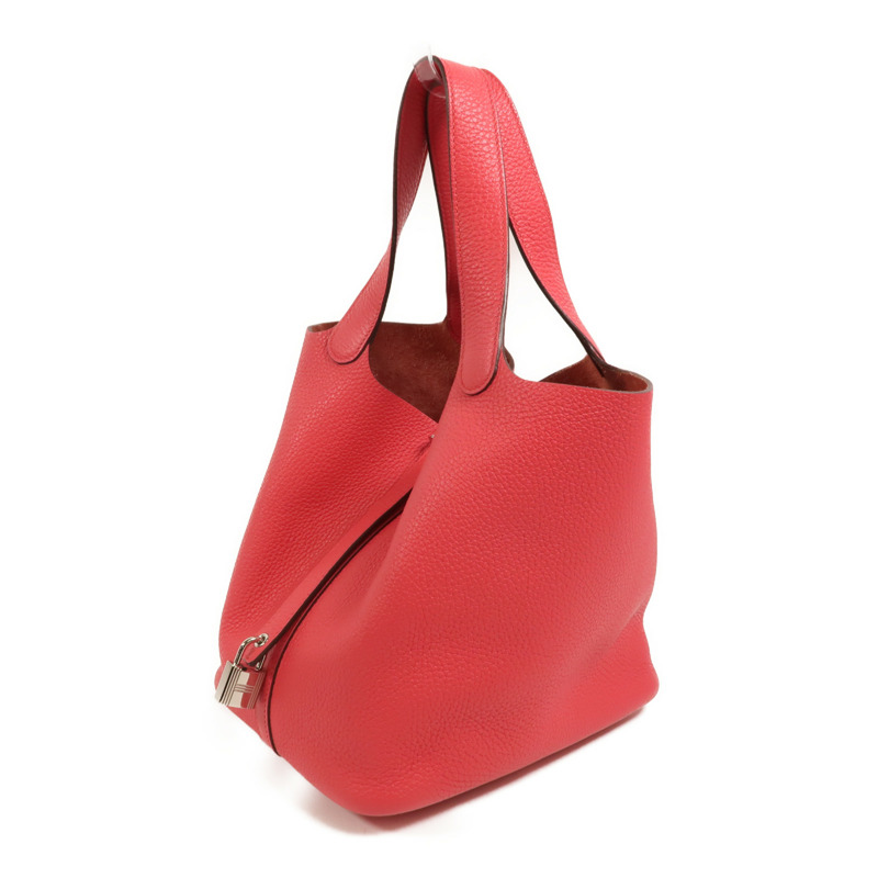 HERMES Clemence皮革Picotin MM手挽袋Rose Extreme-2