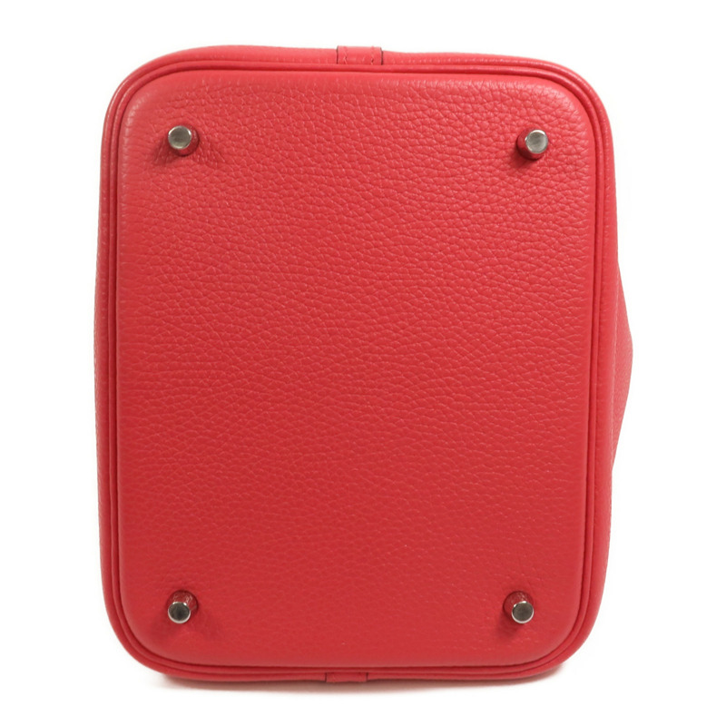 HERMES Clemence皮革Picotin MM手挽袋Rose Extreme-3