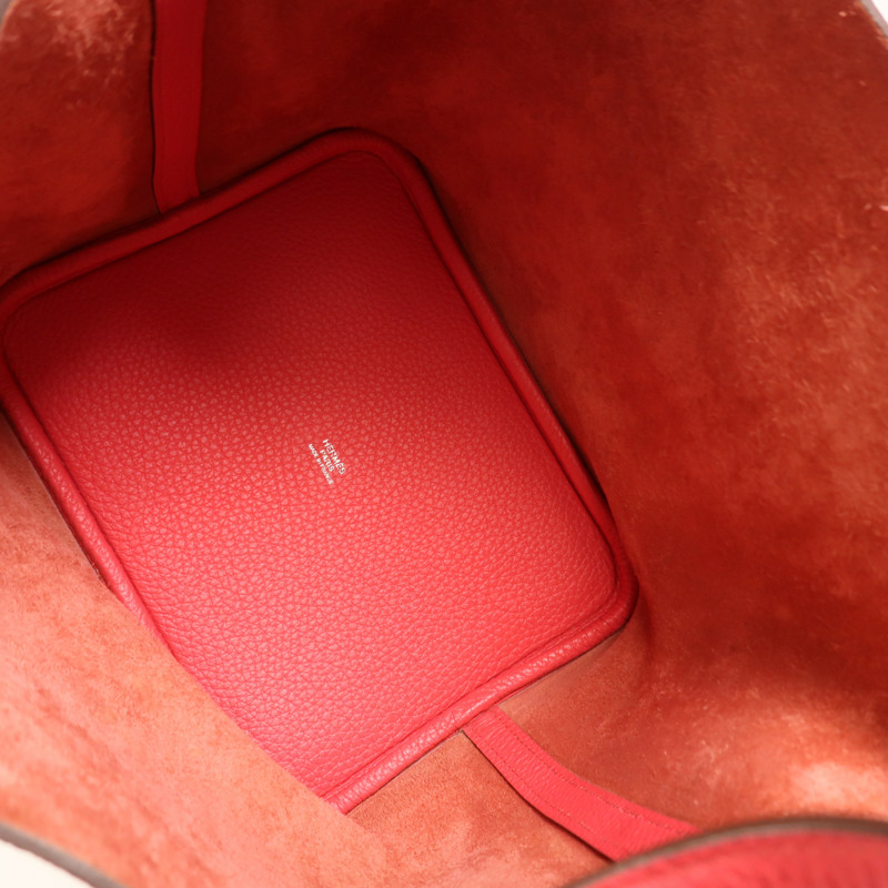 HERMES Clemence皮革Picotin MM手挽袋Rose Extreme-4