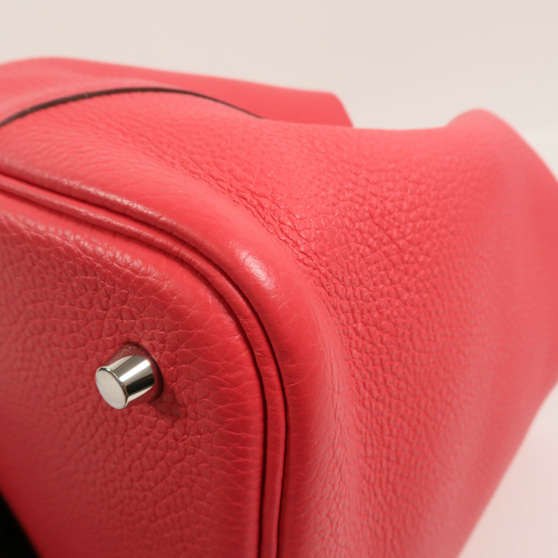 HERMES Clemence皮革Picotin MM手挽袋Rose Extreme-11