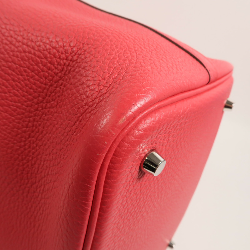 HERMES Clemence皮革Picotin MM手挽袋Rose Extreme-12