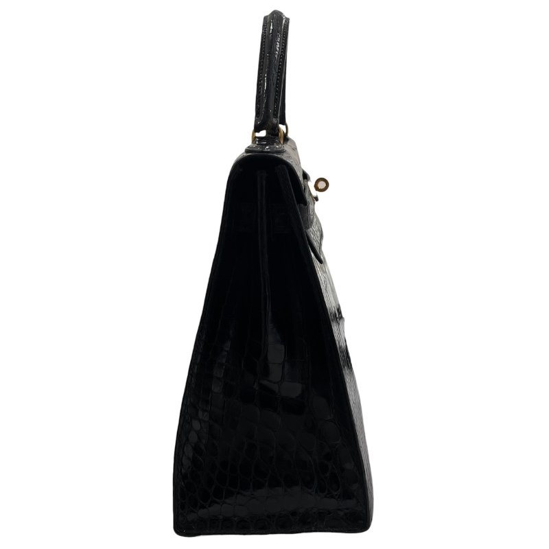 HERMES 愛馬仕 KELLY 32 鱷魚皮凱莉包 短吻鱷皮革 黑色 金釦-3