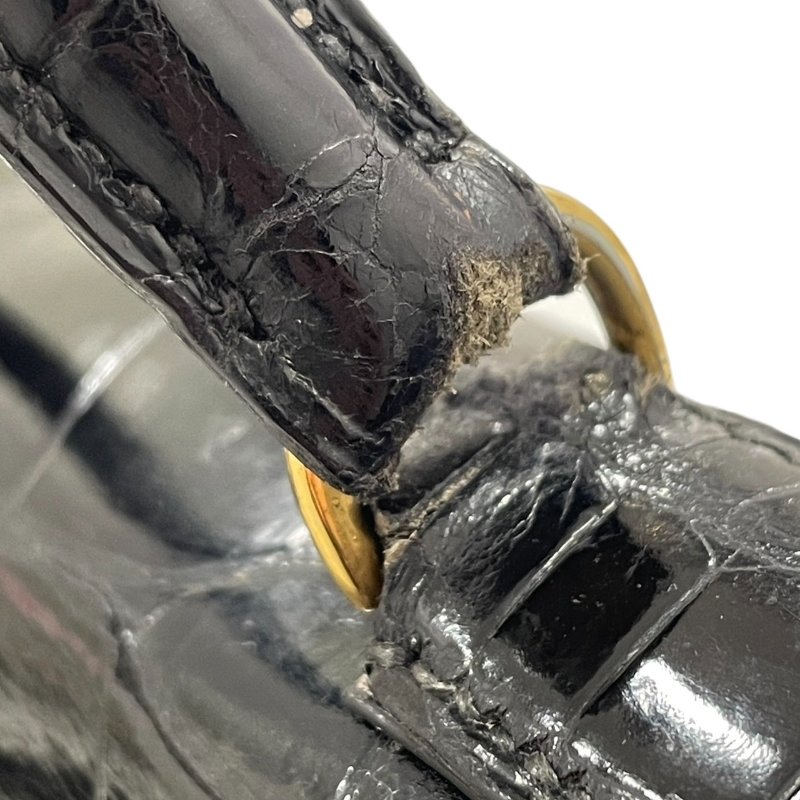 HERMES 愛馬仕 KELLY 32 鱷魚皮凱莉包 短吻鱷皮革 黑色 金釦-14