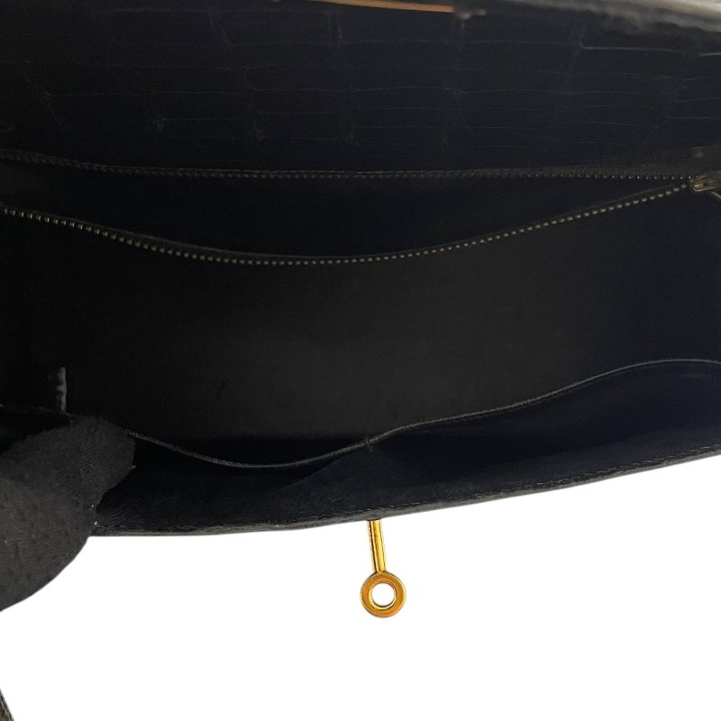 HERMES 愛馬仕 KELLY 32 鱷魚皮凱莉包 短吻鱷皮革 黑色 金釦-17