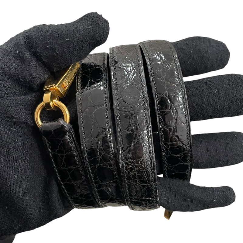 HERMES 愛馬仕 KELLY 32 鱷魚皮凱莉包 短吻鱷皮革 黑色 金釦-18