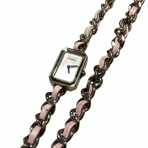 CHANEL 香奈兒 H4312 PREMIERE ROCK PASTEL PINK LIMITED  白珍珠母貝三圈粉鍊錶 珍珠母貝 粉色 銀釦