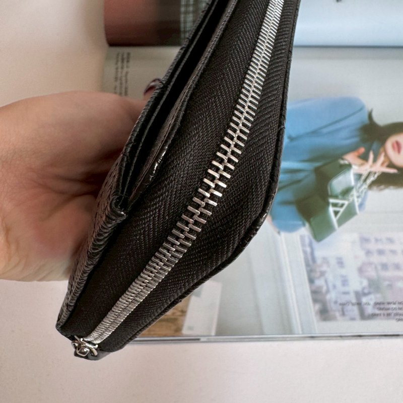 💥全新商品 💥Chanel 黑色荔枝銀雙C拉鍊長夾-7