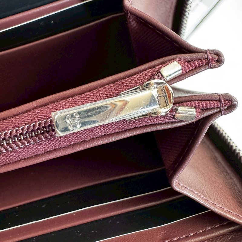 💥全新商品 💥Chanel 黑色荔枝銀雙C拉鍊長夾-12