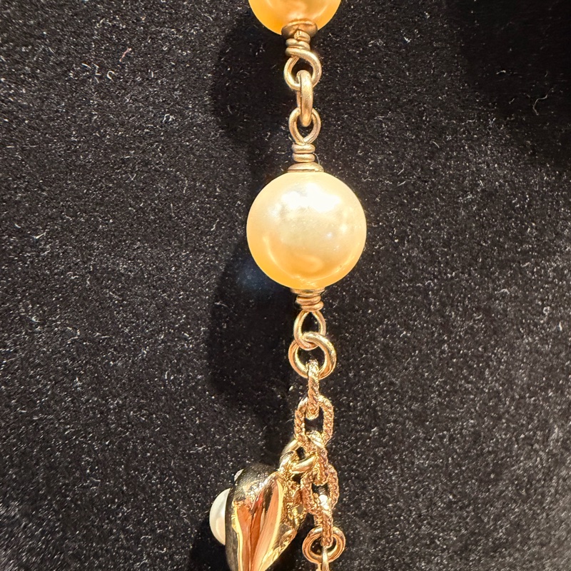 Chanel 的淡金水鑽珍珠吊飾長項鍊雙C數字5星星愛心-10