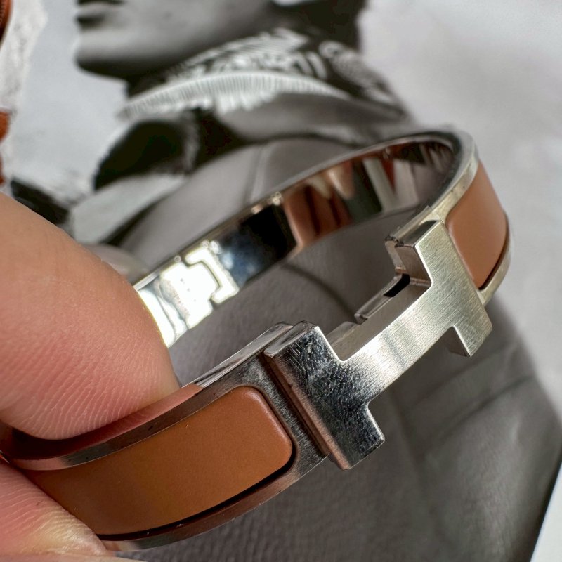 🎊超級百搭 Hermes 金棕色H銀手環-1