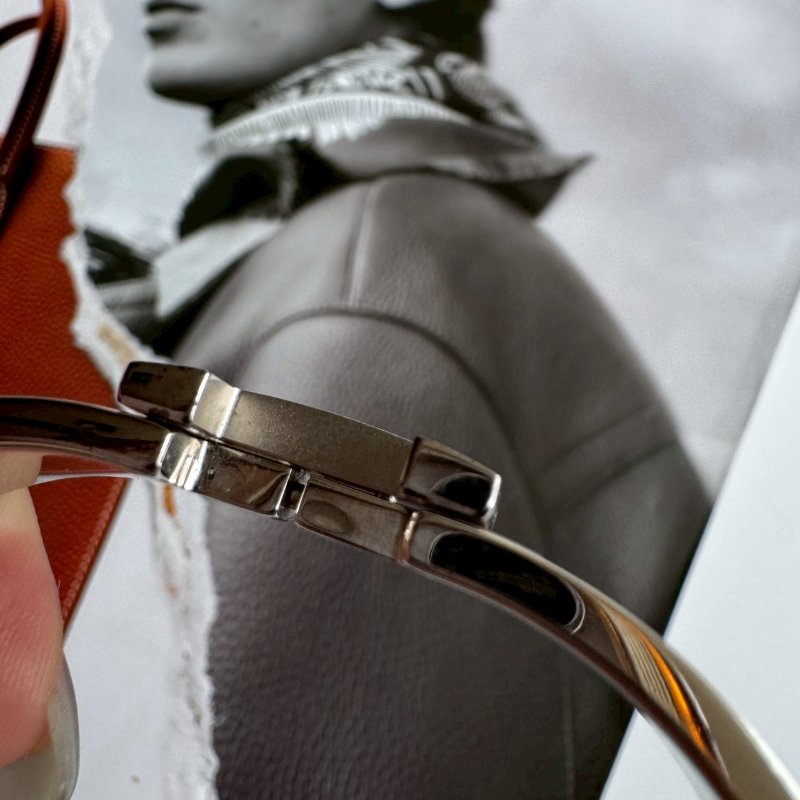 🎊超級百搭 Hermes 金棕色H銀手環-3