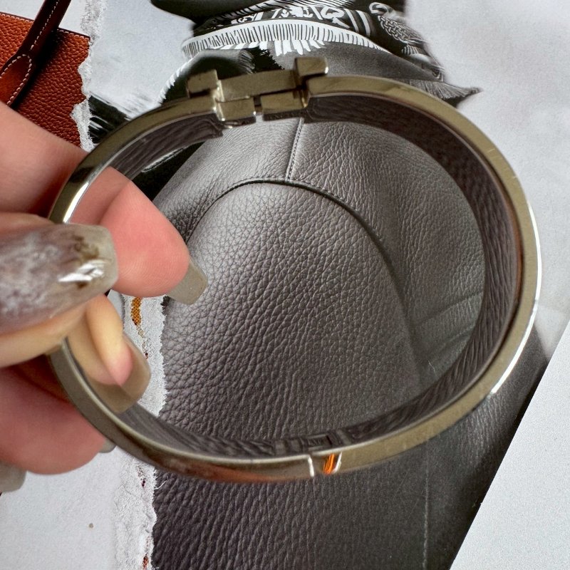 🎊超級百搭 Hermes 金棕色H銀手環-4