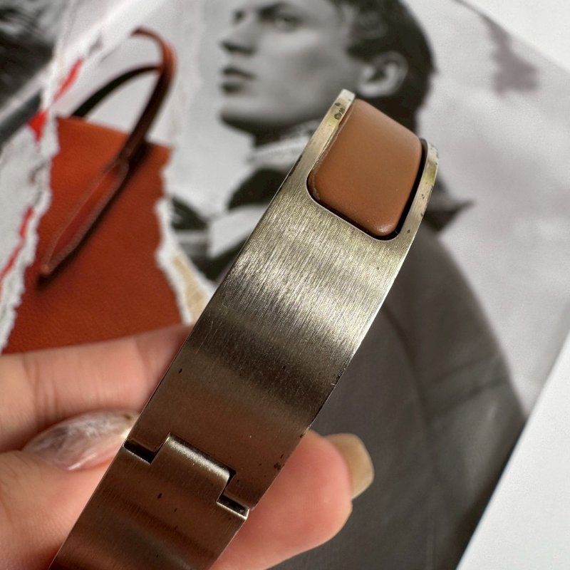 🎊超級百搭 Hermes 金棕色H銀手環-8