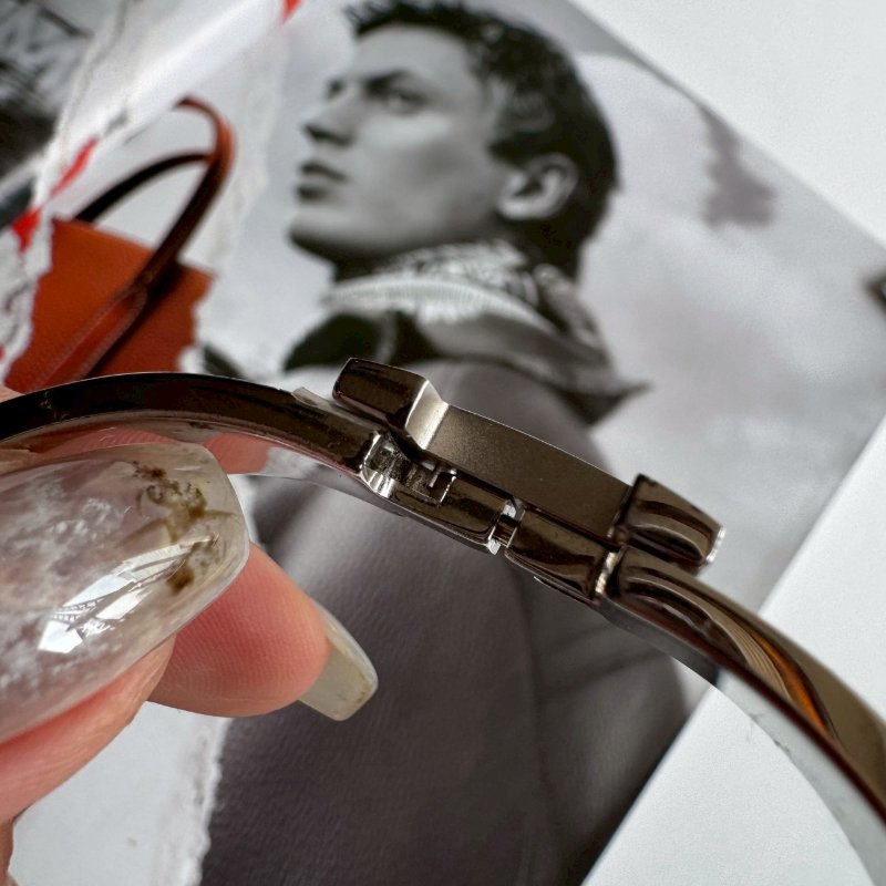 🎊超級百搭 Hermes 金棕色H銀手環-9