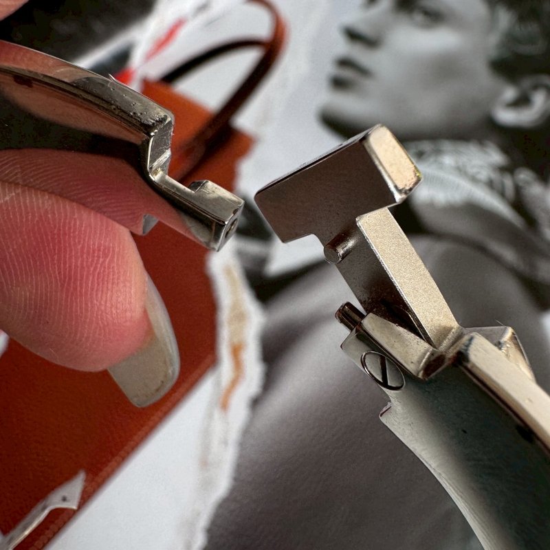 🎊超級百搭 Hermes 金棕色H銀手環-13