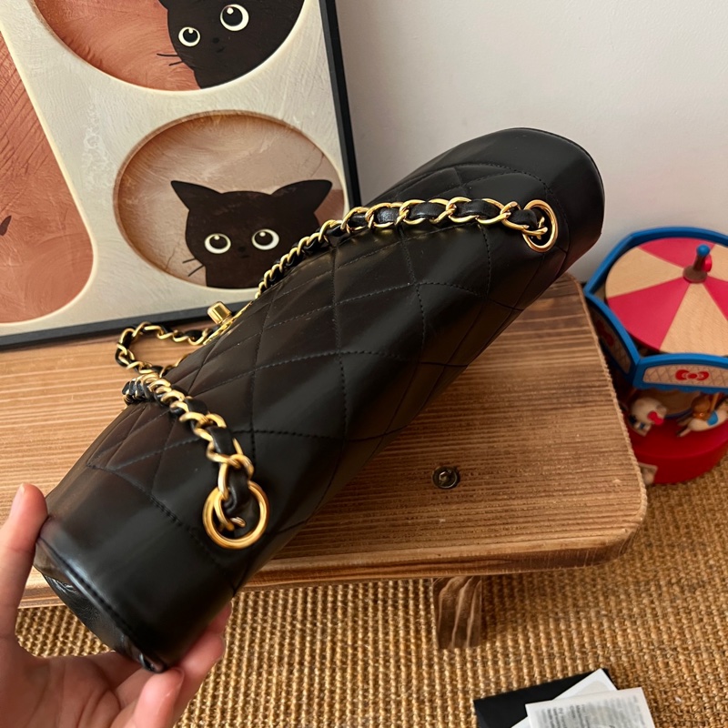✨Chanel vintage 黑金羊皮黛妃包 菱格飽滿 很漂亮😍-3