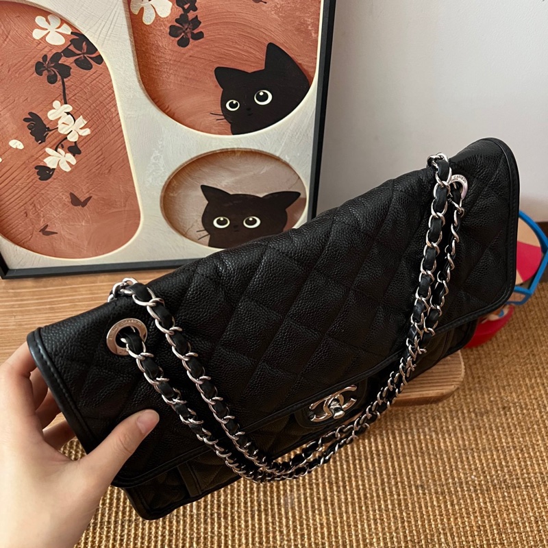 ✨Chanel 黑銀荔枝皮機場包 容量大 超級酷😎-3